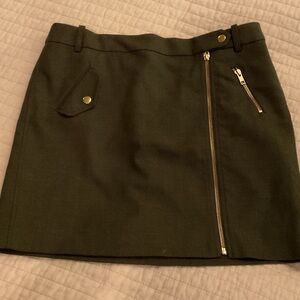 J. Crew Dark Green Mini Skirt with Gold Accents